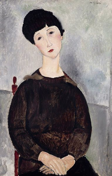 Amedeo Modigliani,Zittend meisje met donker haar, 1918 van finemasterpiece