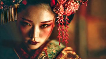 Picturesque Asian-style fictional art featuring a geisha by Egon Zitter