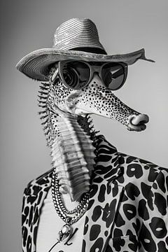 Zeepaard met zonnebril en hoed van Poster Art Shop