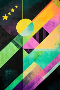 Geometric blaze of colour with stars by Poster Art Shop