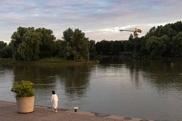 Dromerig beeld van de Rijn in Arnhem, Nederland van Jochem Oomen