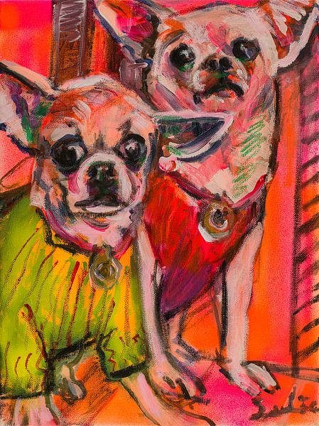 Zwei chihuahuas von Gemälde Liesbeth Serlie