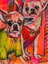 Zwei chihuahuas von Gemälde Liesbeth Serlie Miniaturansicht