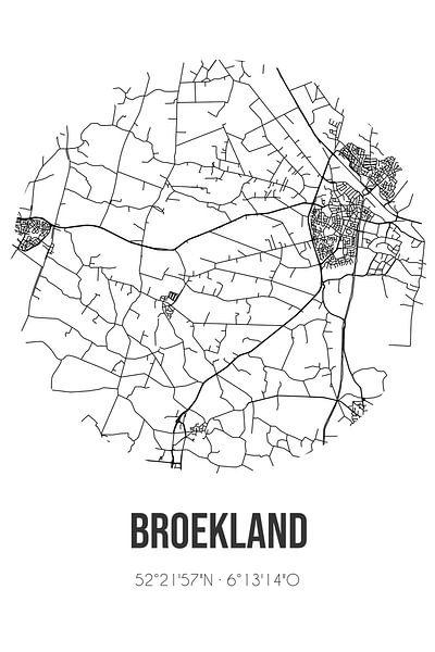 Broekland (Overijssel) | Map | Black and White by Prints of Place