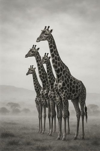 Dreamlike Giraffes in Savanna