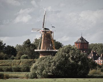 moulin le long de la rivière Waal sur SA Fotografie