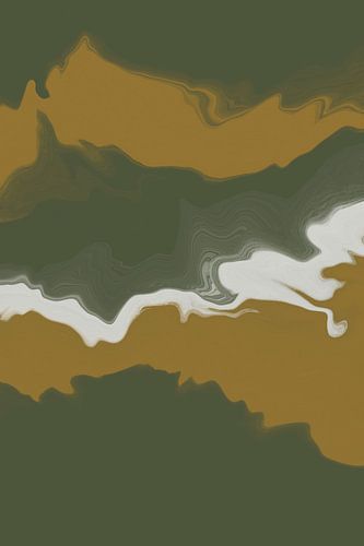Gold flowing shapes on green background