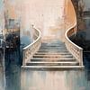 Abstrakte Treppe in Gold & Blau von bbgalerie24