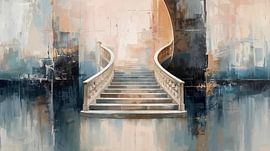 Abstrakte Treppe in Gold & Blau