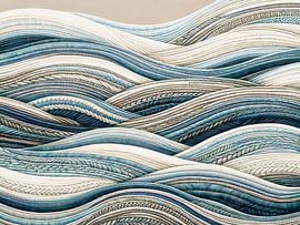 Nordische See, moderne Skandinavische Textilkunst Abstraktion von Mad Dog Art