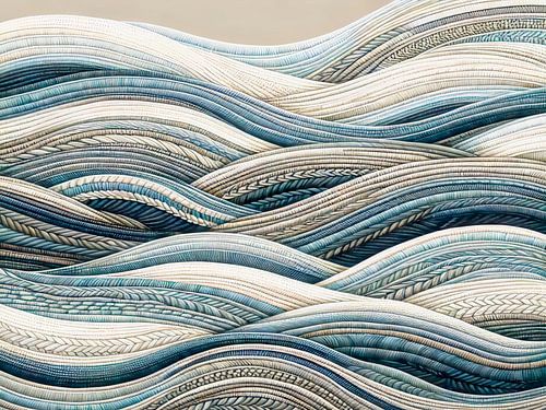 Noordse Zee, moderne Scandinavische textielkunst Abstractie