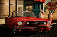Ford Mustang 1964 Convertible at an old petrol station by Jan Keteleer (JanKé): A Journey Beyond the Canvas thumbnail