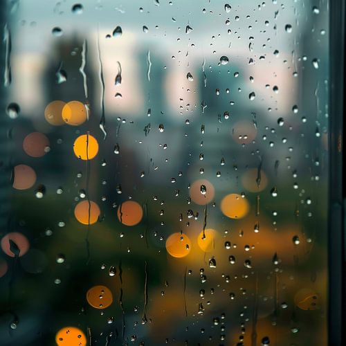Raindrops on glass - Mystical city lights