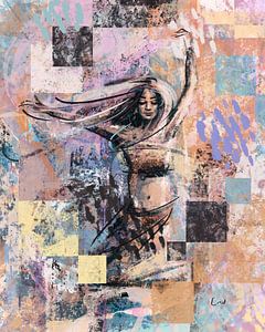 Mixed Media Frau mit Rock