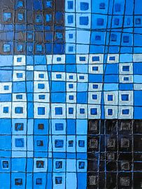 Industrielles abstraktes Raster: In Blautönen und Schwarz