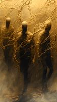 Digitale Kunst Mannen Portret Zwart Rood Goud Storm of Freedom