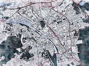 Karte von Bamberg im stil 'White winter'