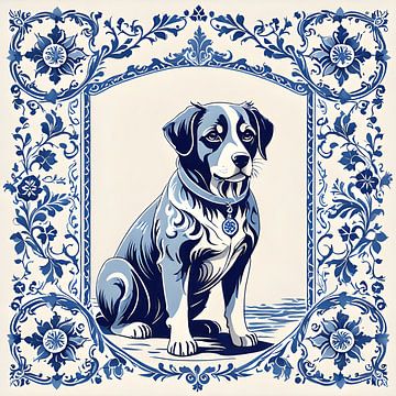 Delftsblauw Hond2 van FoXo Art