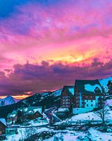 Colourful sunset over the French Alps