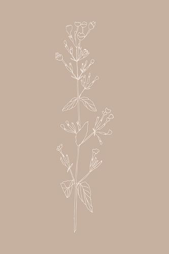 Boho botanische wilde bloemen in beige nr.7
