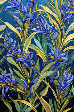 Botanisch Blauw van Abstract Schilderij