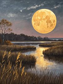La lune des moissons se lève sur les marais salants