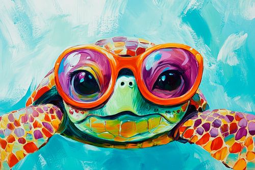 Kleurrijke schildpad met stijl