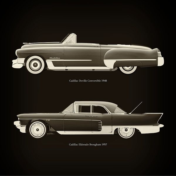 Cadillac Deville Cabriolet 1948 et Cadillac Eldorado Brougham 1957 par Jan Keteleer