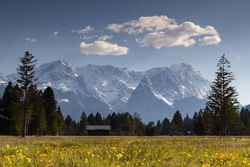 Lente in het Werdenfelser Land met uitzicht op de Zugspitze