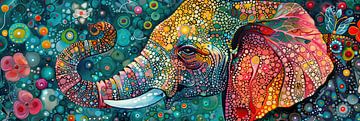 Olifant Kleurexplosie | Mosaic Tusker van Blikvanger Schilderijen