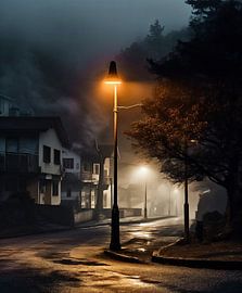 Lonely road at night