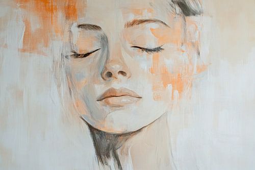 Abstract portret van een serene vrouw