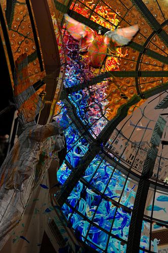 dream world under a dome with angel and duck