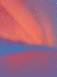 Aurora borealis. Abstrakte minimalistische Landschaft in Neonfarben von Dina Dankers