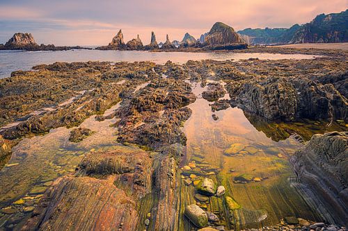 Playa Gueirua, Asturië, Spanje