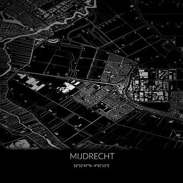 Carte en noir et blanc de Mijdrecht, Utrecht. sur Rezona