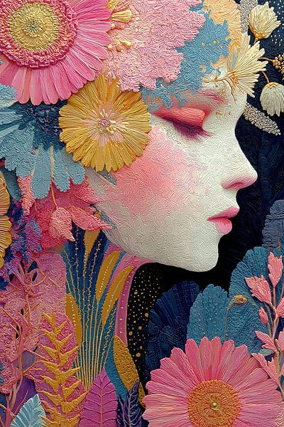 kunst vrouw met bloemen van Egon Zitter