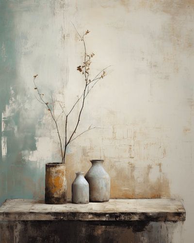 Modern stilleven in zachte kleurtinten