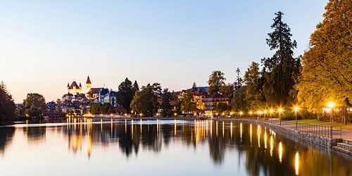 Thun met het Thun Castle 's nachts....