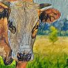 Digital painting Portrait Blowhead Cow by Photo Henk van Dijk