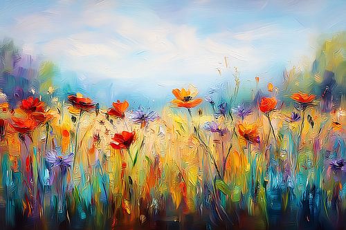 Colourful flower garden impressionism, wildflowers, seed mixture