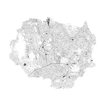 Waterkaart van Twente in Zwart-Wit van Maps Are Art
