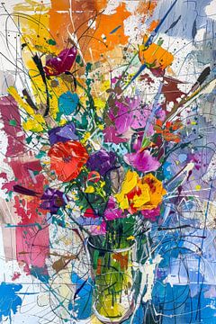 Bunter abstrakter Blumenstrauß von ARTemberaubend