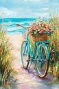 Bicycle on the beach with flower basket by Poster Art Shop thumbnail