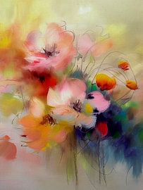 Aquarelle de fleurs sauvages au bord de la route sur Studio Pieternel