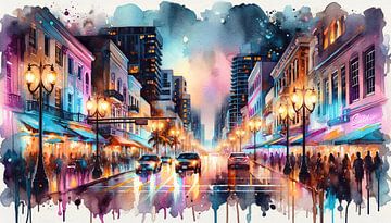 Miami Street bij nacht van Chromatic Fusion Studio
