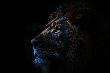 De stille majesteit van de nachtelijke leeuw van De Muurdecoratie