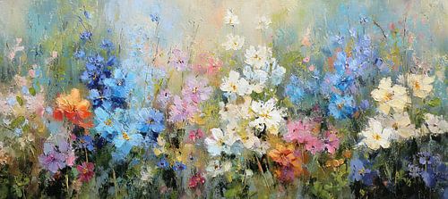 Vrolijke bloemen in het veld