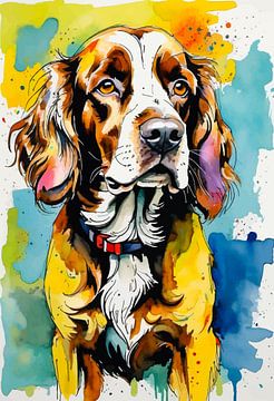Engelse Cocker Spaniel aquarel van MIROKKU