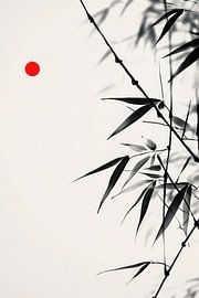 Bamboo and red dot - Minimalist by Poster Art Shop